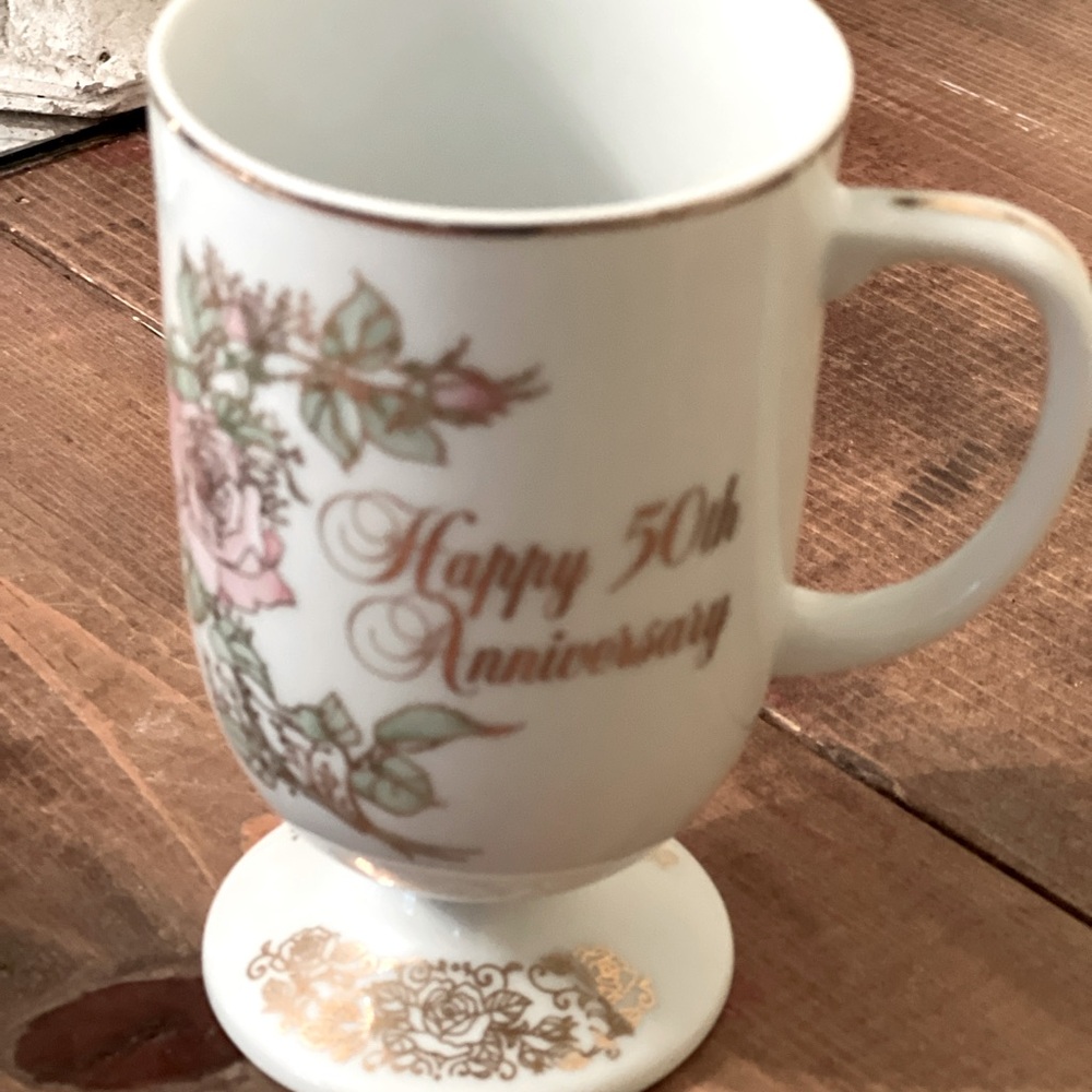 New ! Vintage HAPPY ANNIVERSARY Coffee Mug/ENESCO imports Japan